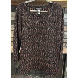 Women’s ALI MILES Open Knit Multi Color Long Sleeve Shirt Size L *B4